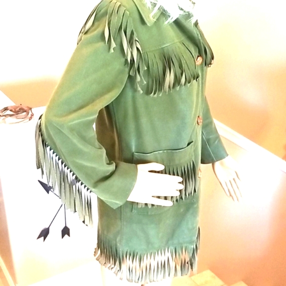 70's FRINGE Travelers OLIVE Green Water VEGAN ALL WEATHER Jacket - Picture 7 of 16